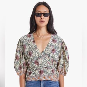 Natalie Martin Lindsay Wrap top with puff sleeves